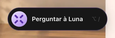 O botão Perguntar à Luna com o X roxo do MonstarX e o atalho de teclado ⌥ /, como aparece no Mac