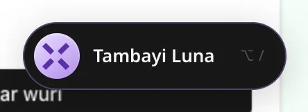 Maɓallin Tambayi Luna mai X mai launin shunayya ta MonstarX da gajeriyar hanyar madannai, Option da slash, kamar yadda yake a Mac