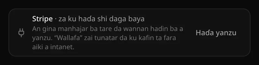 Katin da ya naɗe: Stripe · za ku haɗa shi daga baya, da maɓallin Haɗa yanzu