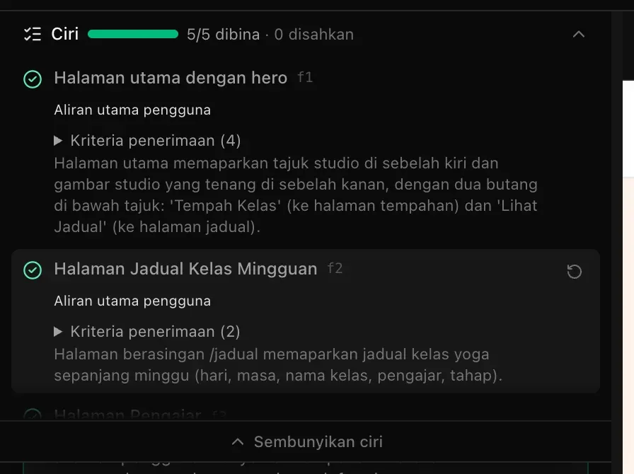 Rancangan yang sudah siap dengan tanda semak hijau, dan anak panah Buka semula dipaparkan di sebelah Halaman Jadual Kelas Mingguan di bawah penunjuk