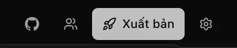 Phần đầu không gian làm việc với GitHub, Chia sẻ, Xuất bản và Cài đặt