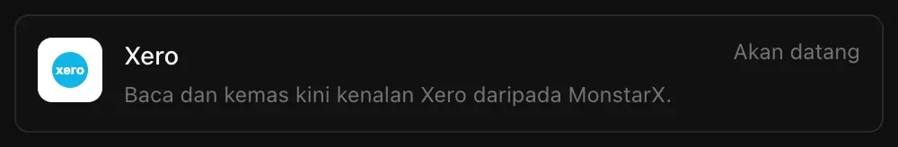 Baris Xero dalam Penyambung: Baca dan kemas kini kenalan Xero daripada MonstarX, bertanda Akan datang